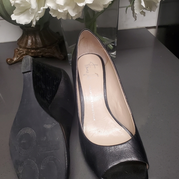 Black Leather Wedges - Picture 3 of 5